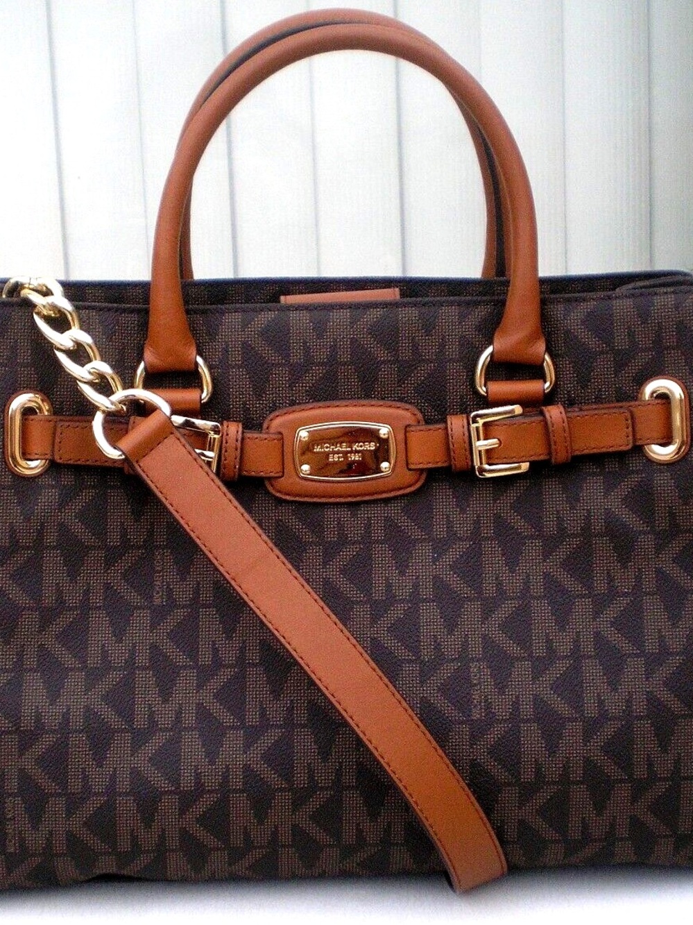 Michael Kors Hamilton Signature Monogram Large Tote Handbag